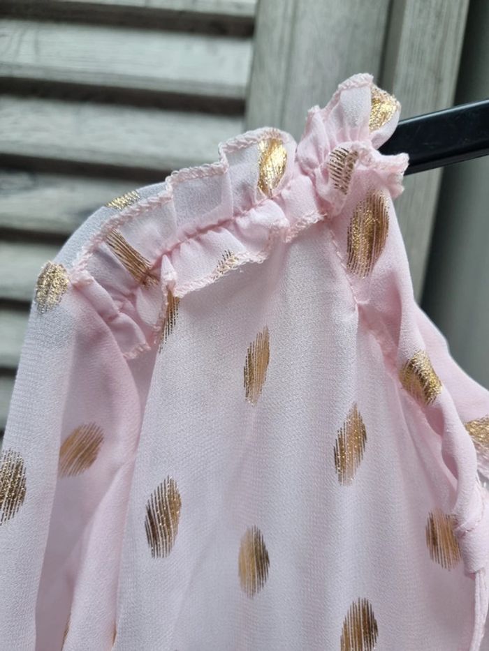 Robe de nuit manche longue rose transparente à petit pois taille S - photo numéro 5