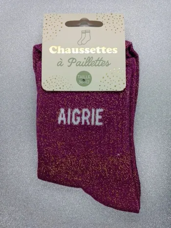 Chaussette à paillettes message