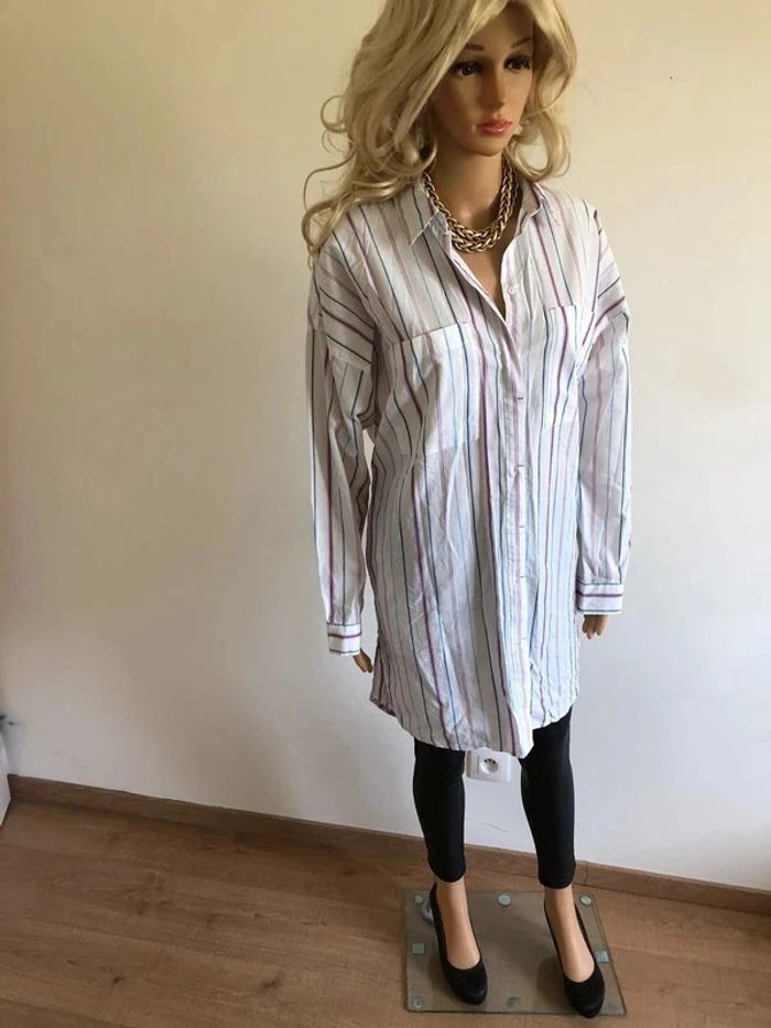 Chemise oversize blanche à rayures Esprit taille M TBE - photo numéro 6