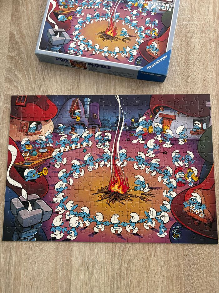 Puzzle 200 pieces schtroumpfs feu de camps - photo numéro 5