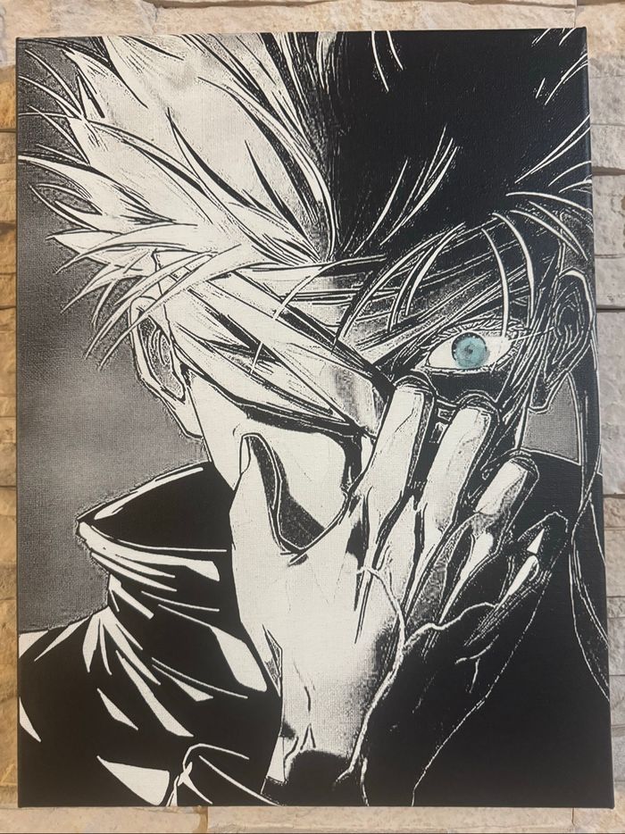 Tableau Gojo Satoru de Jujutsu Kaisen en toile 30x40cm – déco manga intense