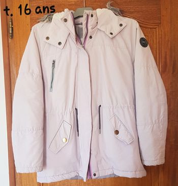 Manteau doudoune  fille rose pâle  t. 16ans