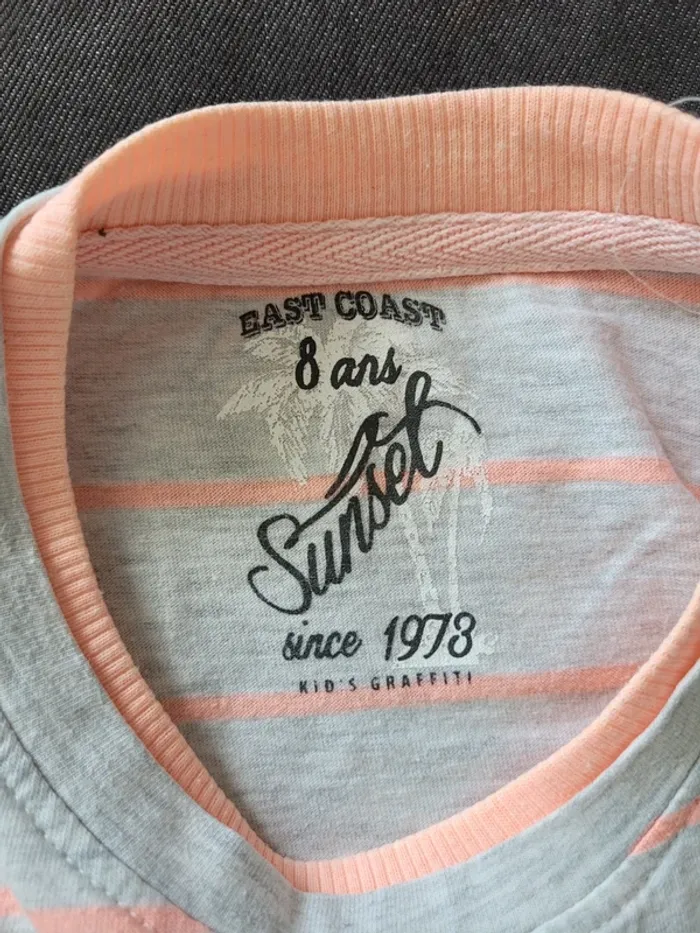 T-shirt MC grise et corail 8 ans - photo numéro 3