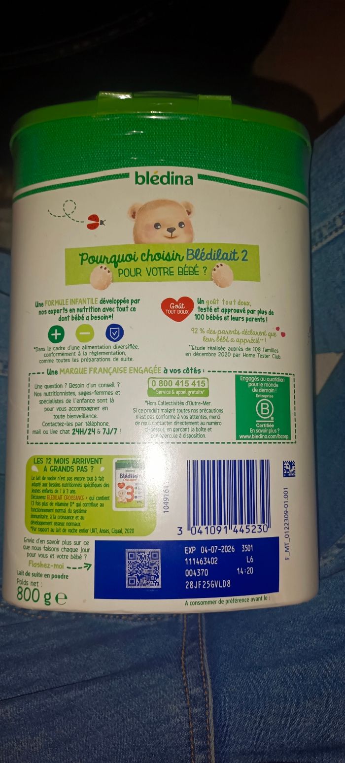 Boite de lait bledina - photo numéro 2