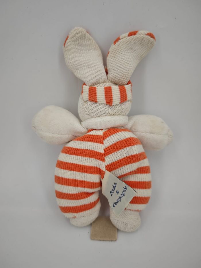 Doudou Hochet Lapin crème et orange Doudou et Compagnie - photo numéro 2