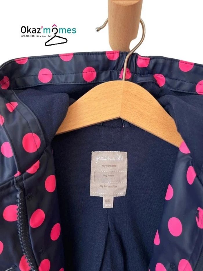 Veste imperméable zippée à capuche - Grain de blé 18 mois (80cm) - photo numéro 3