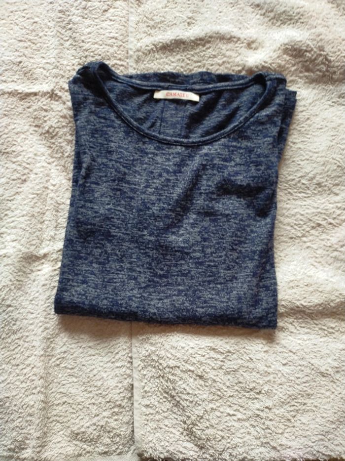 Pull chiné bleu Camaïeu