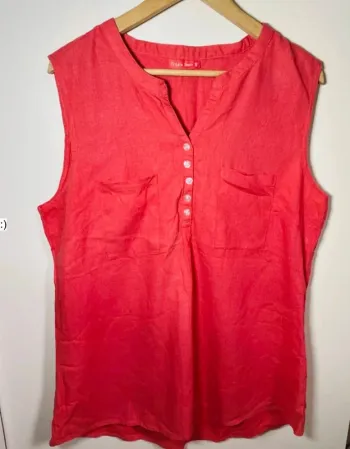 Blouse sans manches en coton et lin taille 48 / Tissaia