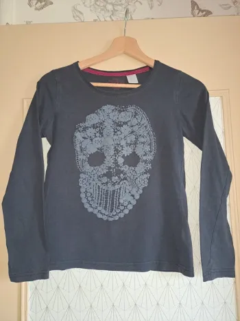 T-shirt fille noir gris Rteens 13 ans tbe