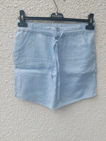 Jupe bleue ciel en lin T36 Lulu Castagnette