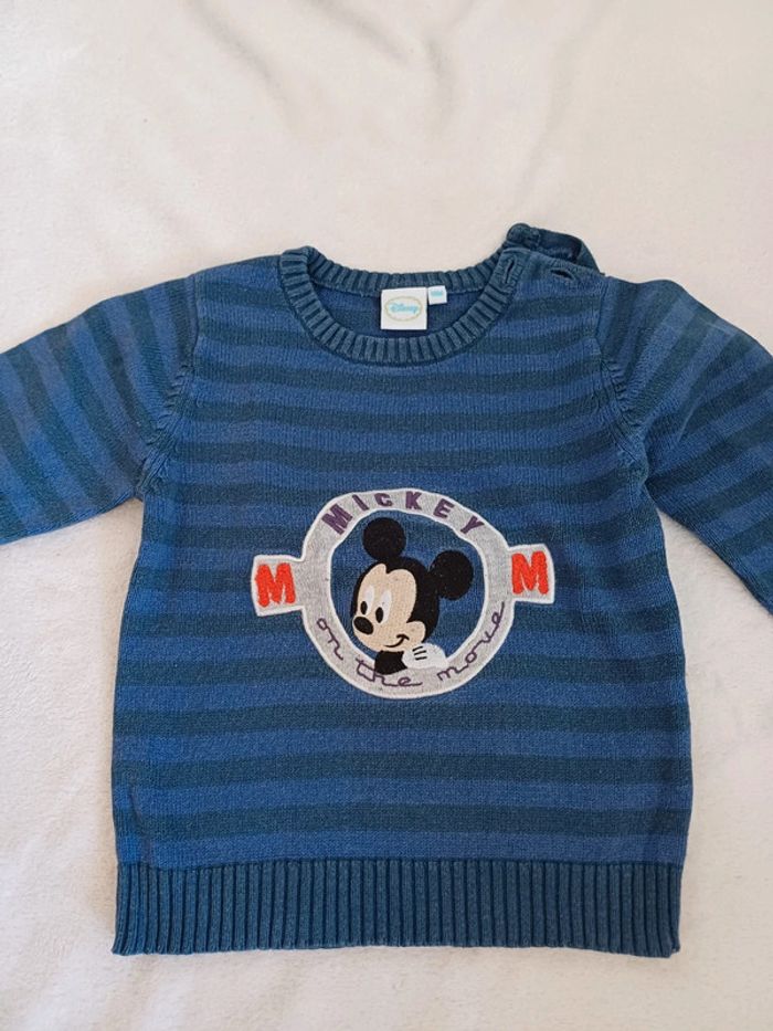 Pull bleu Mickey 18 mois