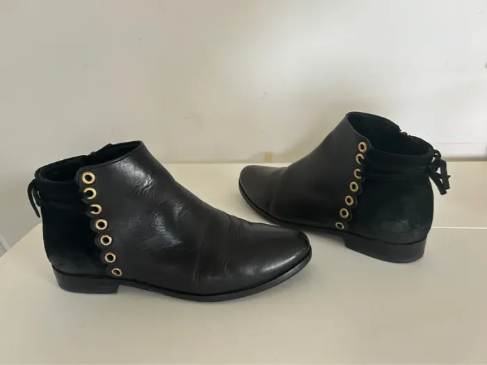 Bottines noires en véritable cuir, femme, pointure 36 - photo numéro 2