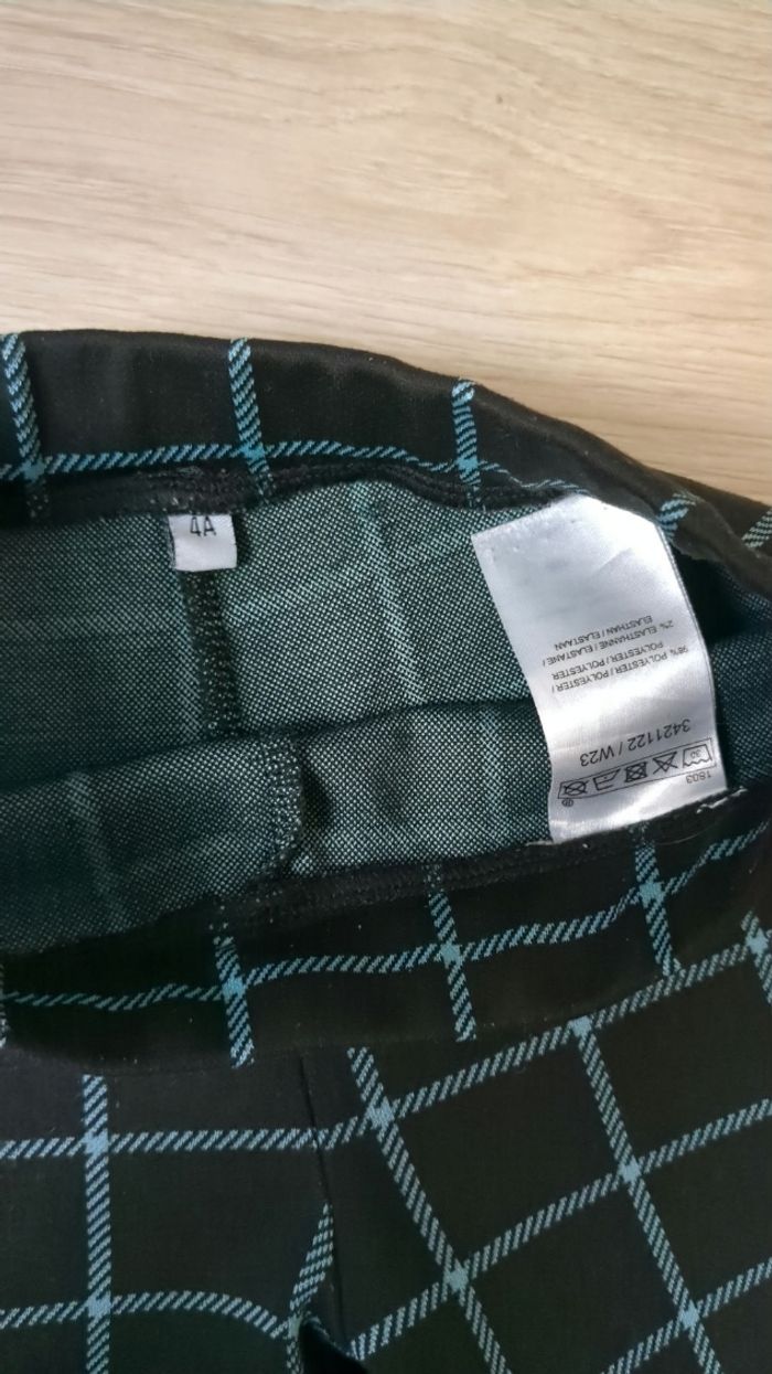 Pantalon noir à carreaux turquoise Plus 3 ans - photo numéro 3