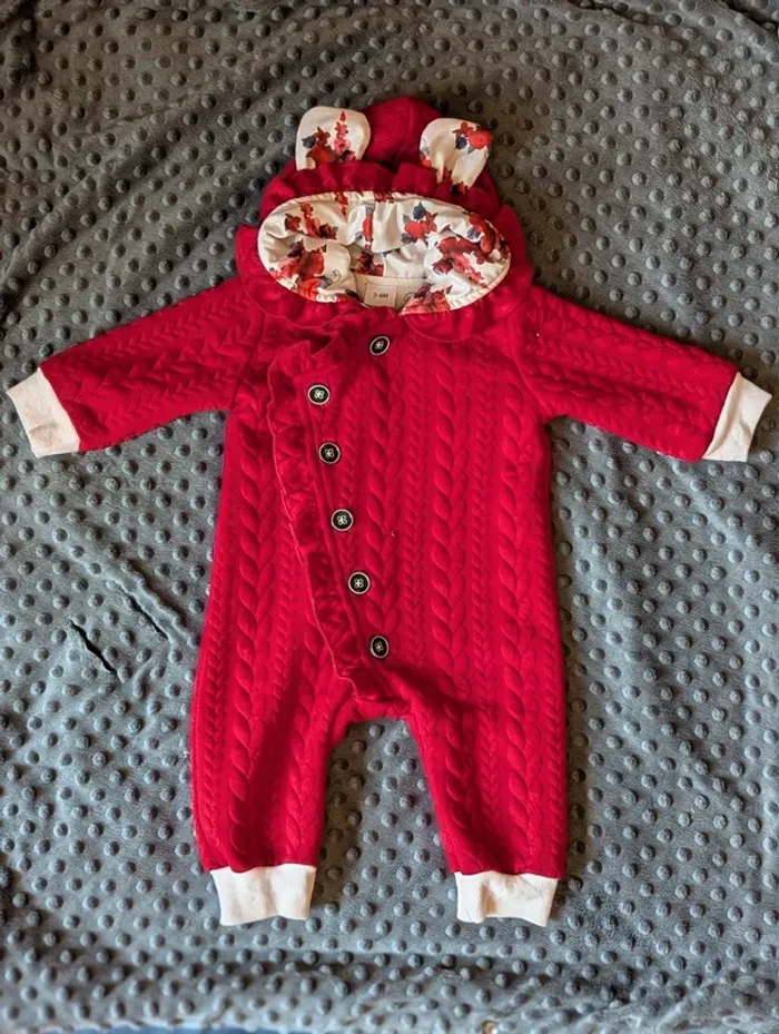 Combi-pilote matelassée rouge à capuche 6 mois Patpat #mignon #ourson - photo numéro 5