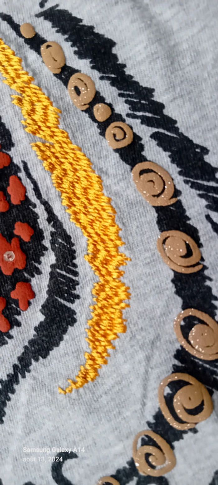 Tee shirt motif zèbre avec sequins et pampilles gris fille 10 ans vert baudet - photo numéro 12