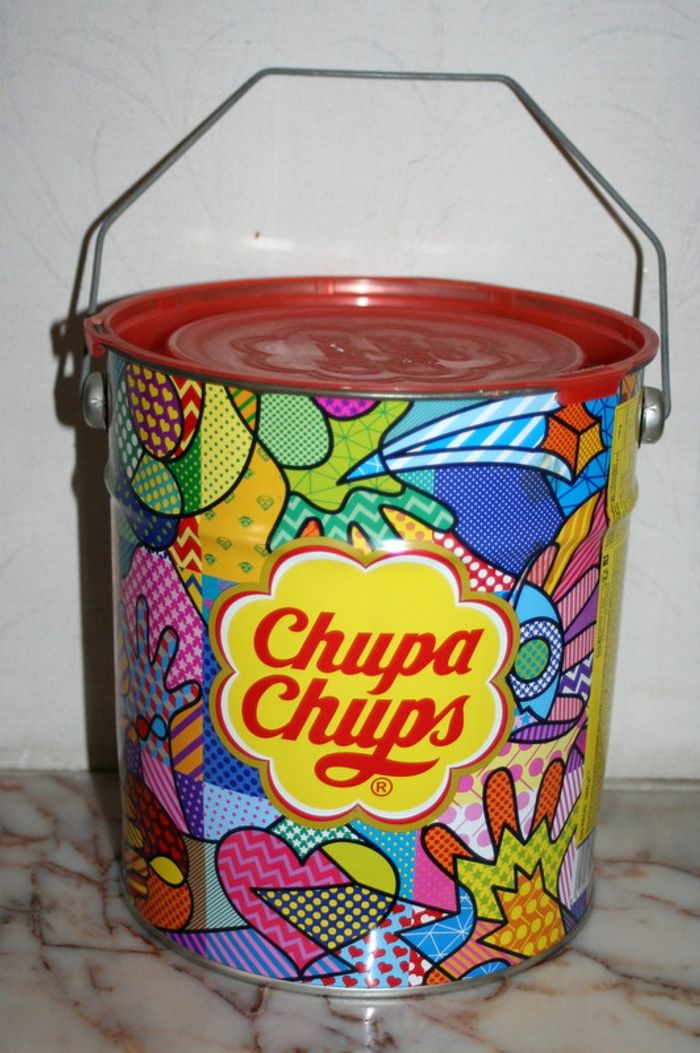 Seau Chupa Chups en fer 20.5x19.5cm - photo numéro 2