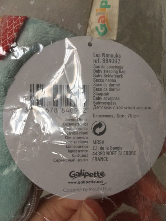 Gigoteuse Galipette Les Nanouks 70 cm neuve - photo numéro 4