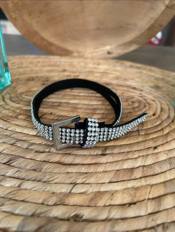 Collier ras du cou ceinture noir et strass