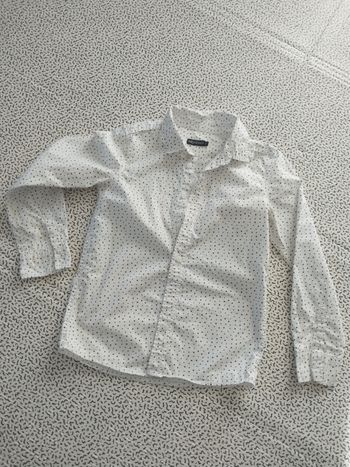 chemise enfant blanche à pois noirs manches longues chic 8 ans garçon élégant cérémonie école