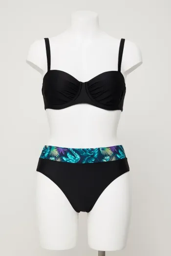 👙 Maillot de bain 2 pièces noir tropical – Haut 38 / Bas 40
