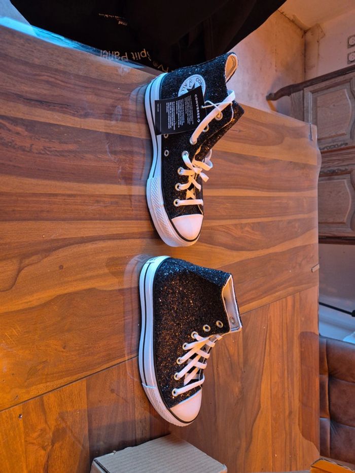 Converse platform glitter noire