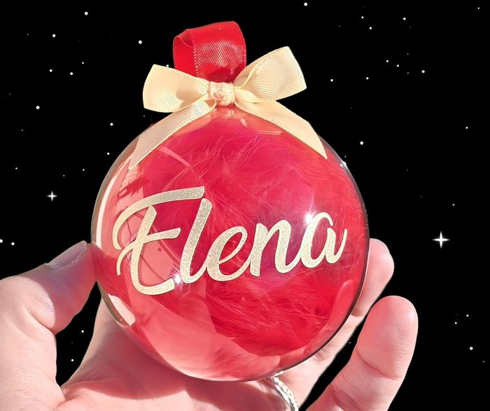boule de noël personnalisée avec plumes