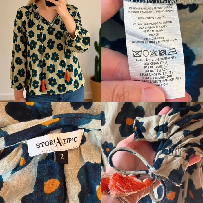 Blouse bohème fleurie Storiatipic – Taille 2 (38/40) - photo numéro 5