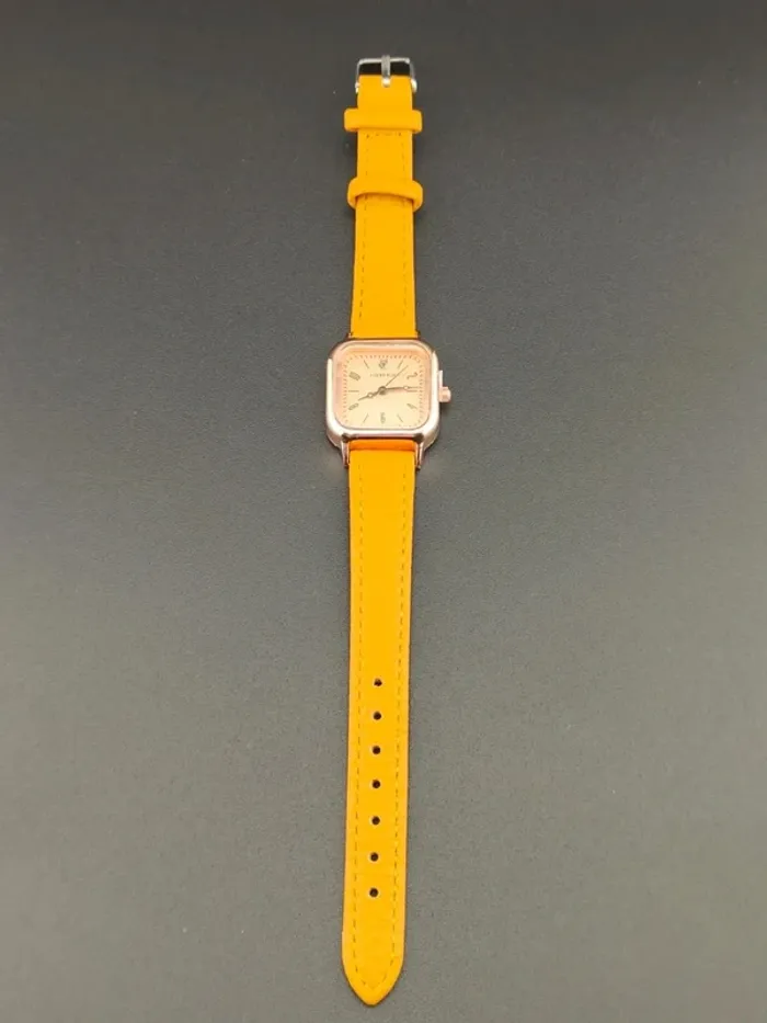 Montre carrée texturée, moutarde, rose-dorée - photo numéro 4