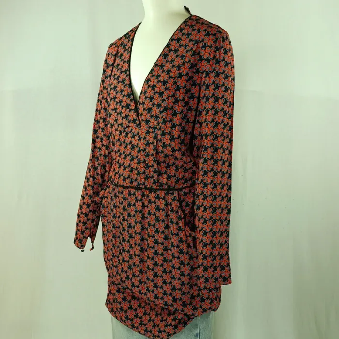 Robe cache-cœur imprimée La Petite Française noir orange bleu – Taille 40, 100 % viscose A950 - photo numéro 2