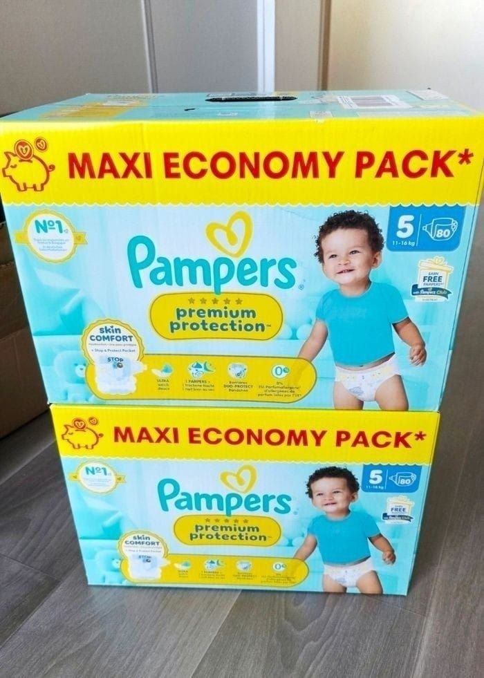 2× Couches Pampers Premium taille 5 MAXI PACK ×160