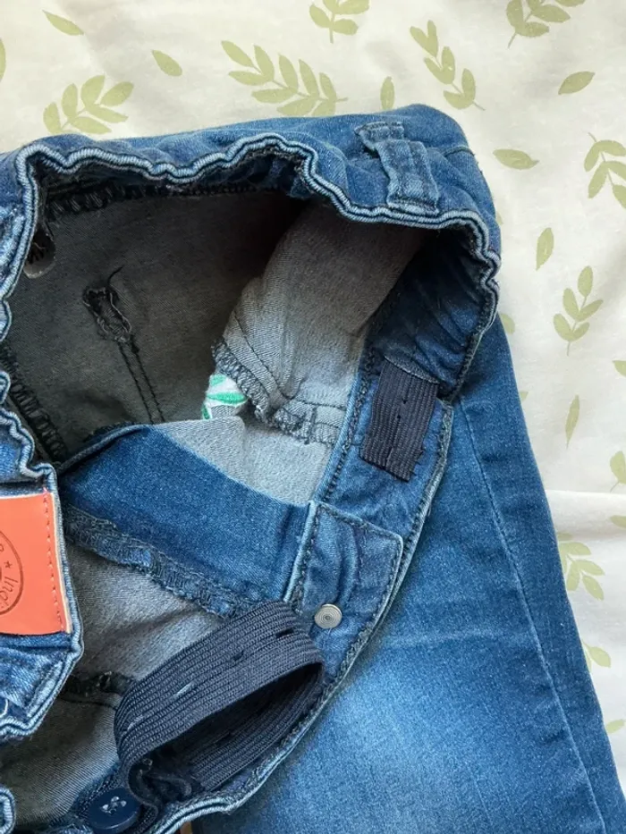 jean bleu skinny avec broderie taille réglable grain de blé 10 ans - photo numéro 5