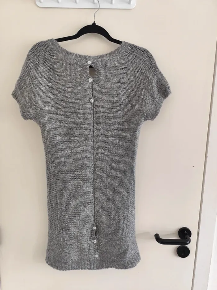 Beau pull long Des petits hauts gris Mohair classique - photo numéro 8