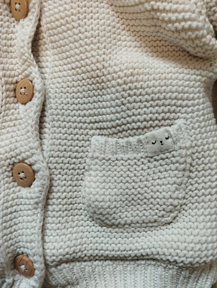 Blouson chaud tout doux, capuche crème fille 6 mois Kiabi - photo numéro 2