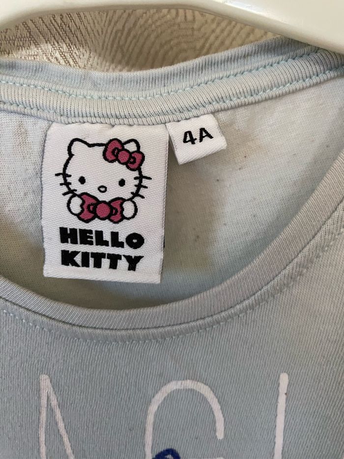 T-shirt bleu délavé sirène sequins 4 ans Hello kitty - photo numéro 5