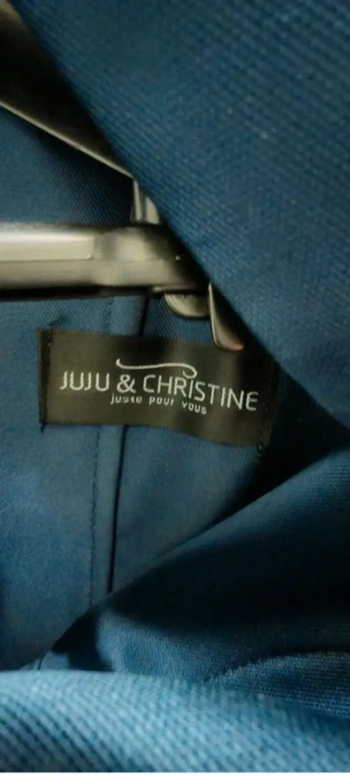 Robe courte bleu marine satinée avec dos lacé Juju & Christine T38/42 Femme - photo numéro 5