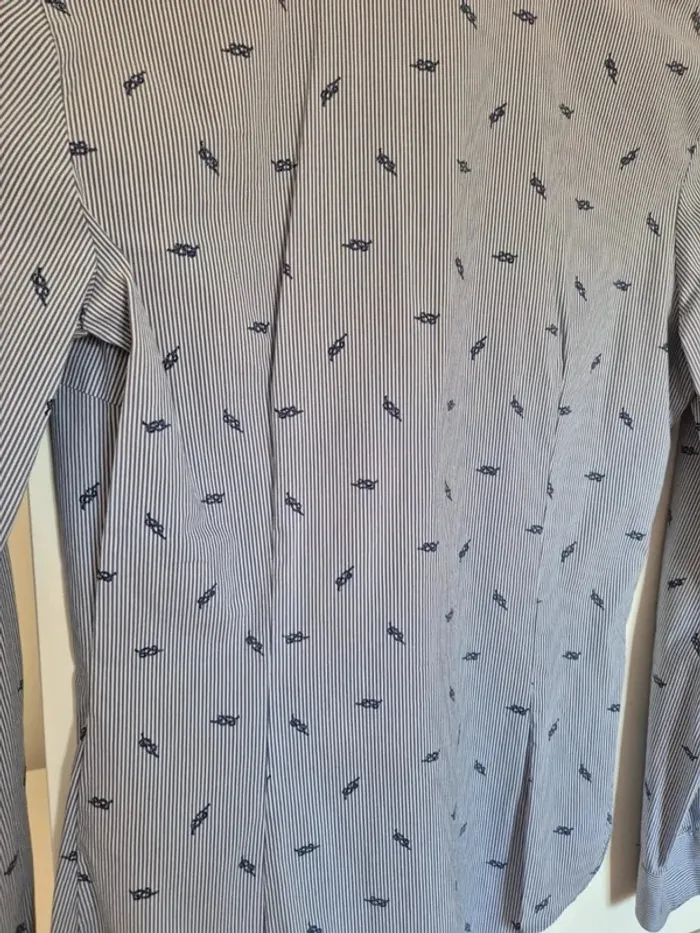 Chemise ZARA basic cintrée bleu à rayures Taille S 36 - photo numéro 9