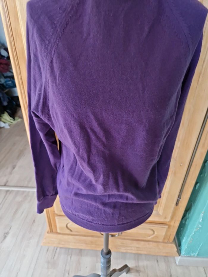 Pull fin col roulé laine mérinos taille 38 violet  vintage - photo numéro 2