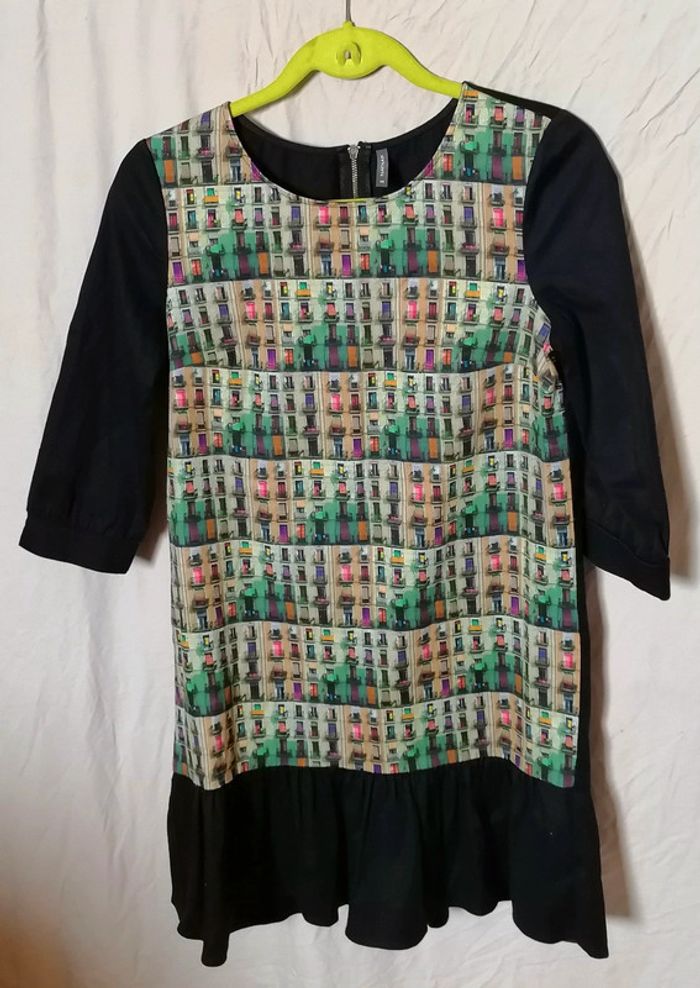 Robe Pop Art à motif multicolore bleu marine taille 36 Nafnaf - photo numéro 10