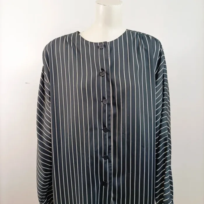 Robe chemise à rayures verticales noires et blanches Cori vintage – fluide et vintage taille 46 A765 - photo numéro 2
