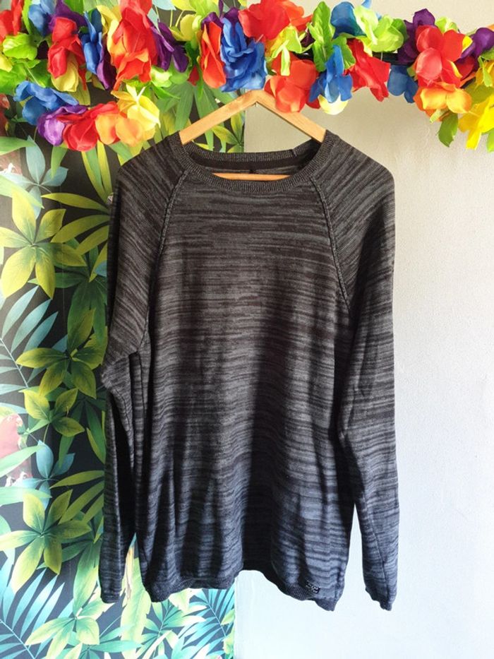 Pull homme chiné gris/noir