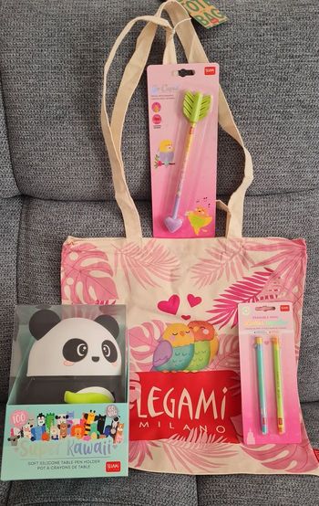Legami Saint Valentin 2026 Set de 2 Stylos effaçables +Trousse XXL Panda + Crayon HB + Tote Bag