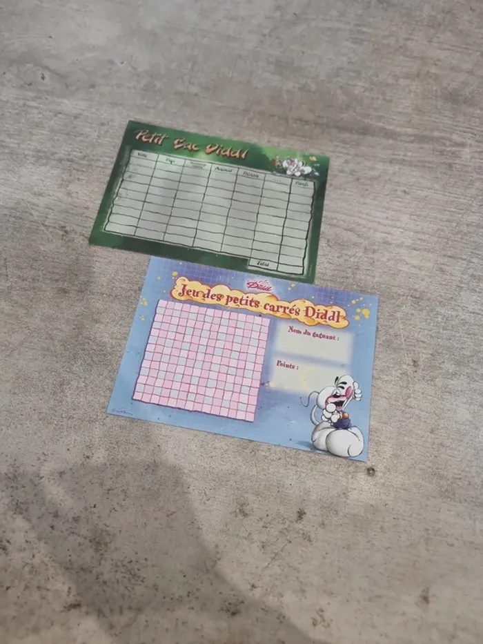 2 Feuilles de jeu A5 diddl