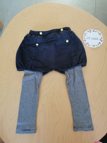 Pantalon bébé fille (2 en 1 short+legging) 24 mois petit bateau