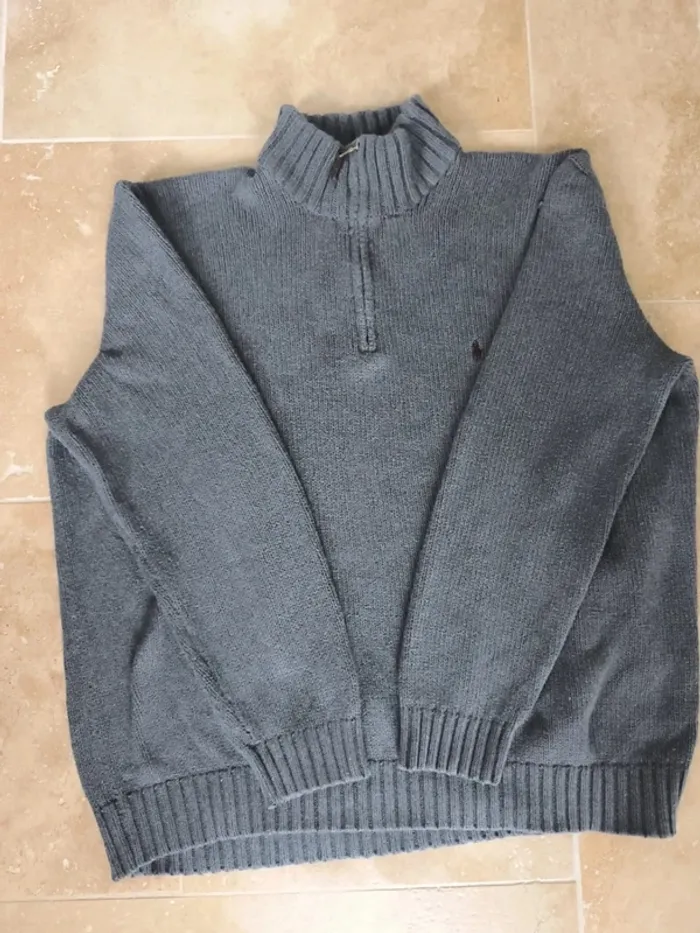 Pull quart zip camionneur homme 3XLT Ralph Lauren gris - photo numéro 10