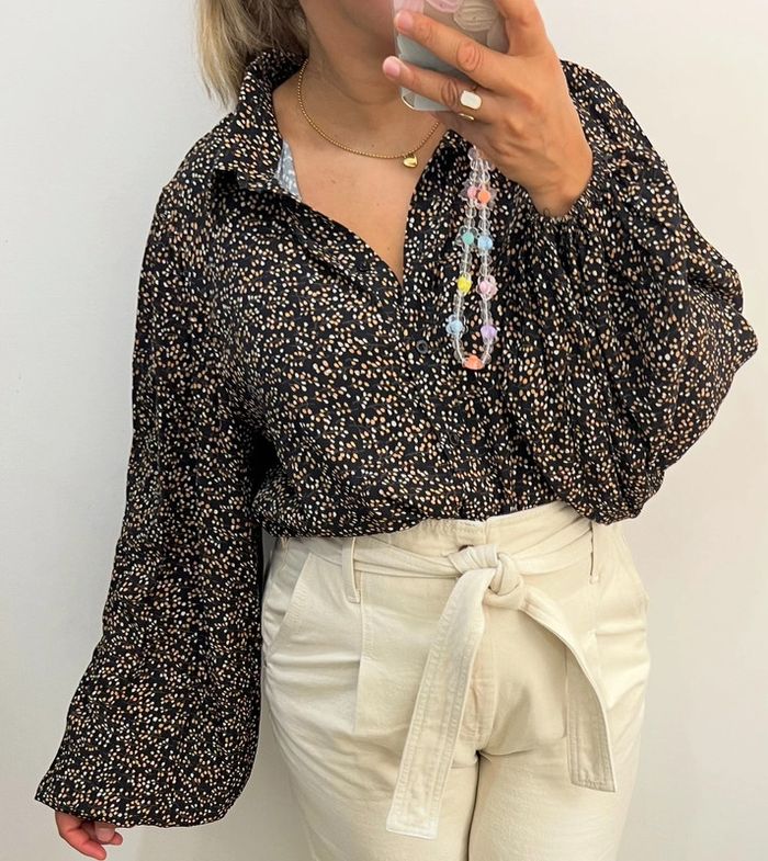 Chemise Vila Imprimée Fleurs Manches Bouffantes Taille 38