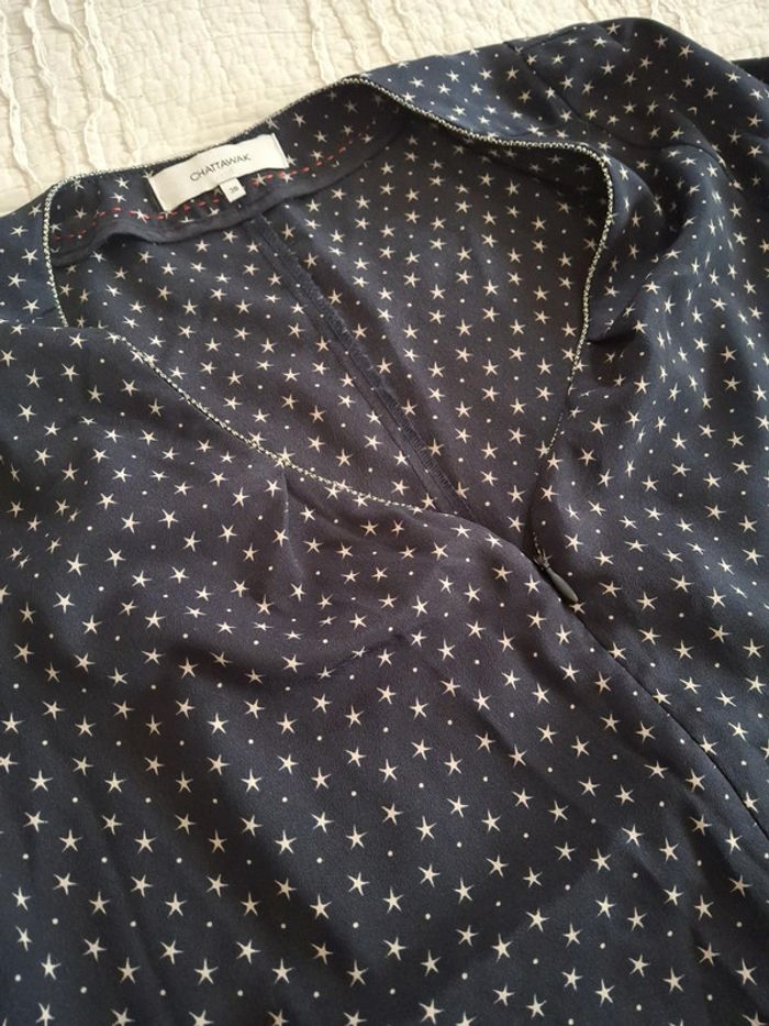 Chattawak t-shirt bleu étoiles taille 38 - photo numéro 2