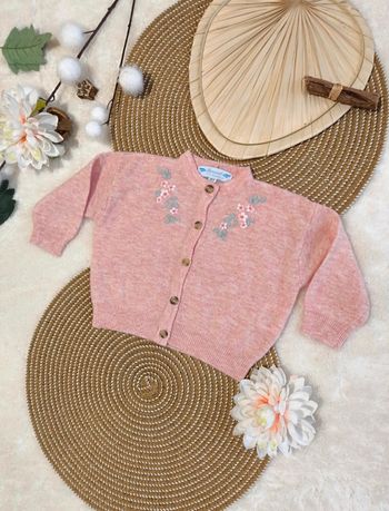 🐑Gilet style vintage de la marque Bonpoint rose avec de la laine - Neuf 
