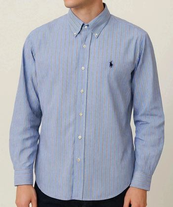 Chemise Ralph Lauren Classic Fit Rayée Bleu Vintage Y2K – Taille L