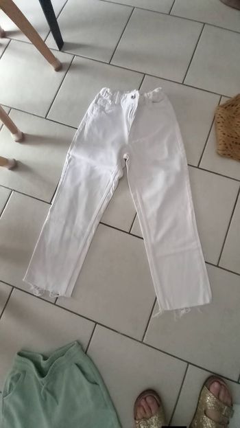 Jean mom bas effilé blanc gémo fille taille réglable 12 ans 