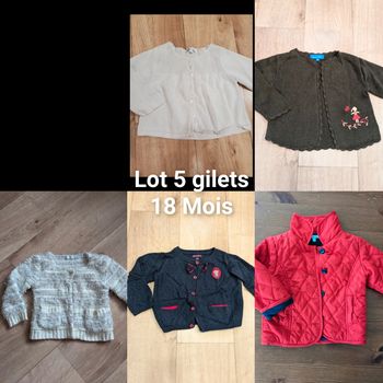 Lot 5 gilets fille 18 Mois 